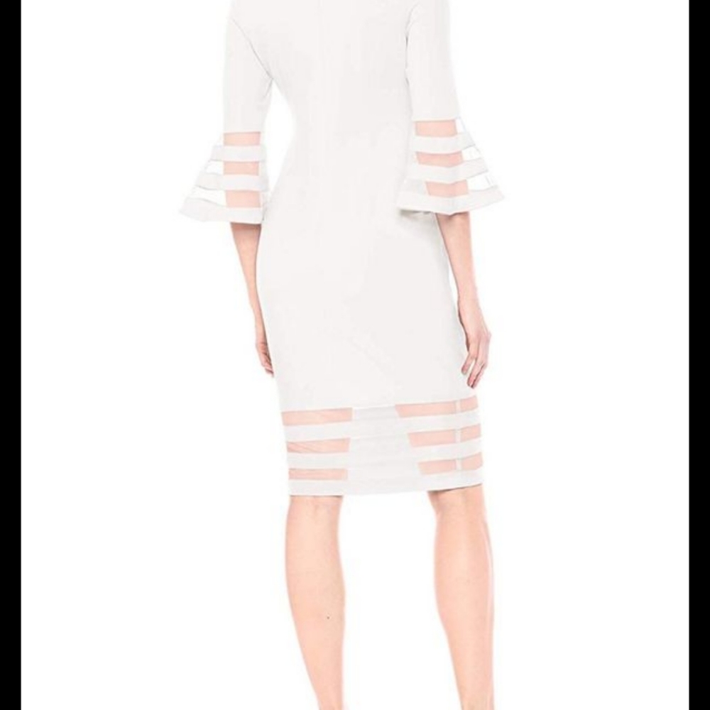 NWT Calvin Klein White Bell Sleeve Sheath dress si